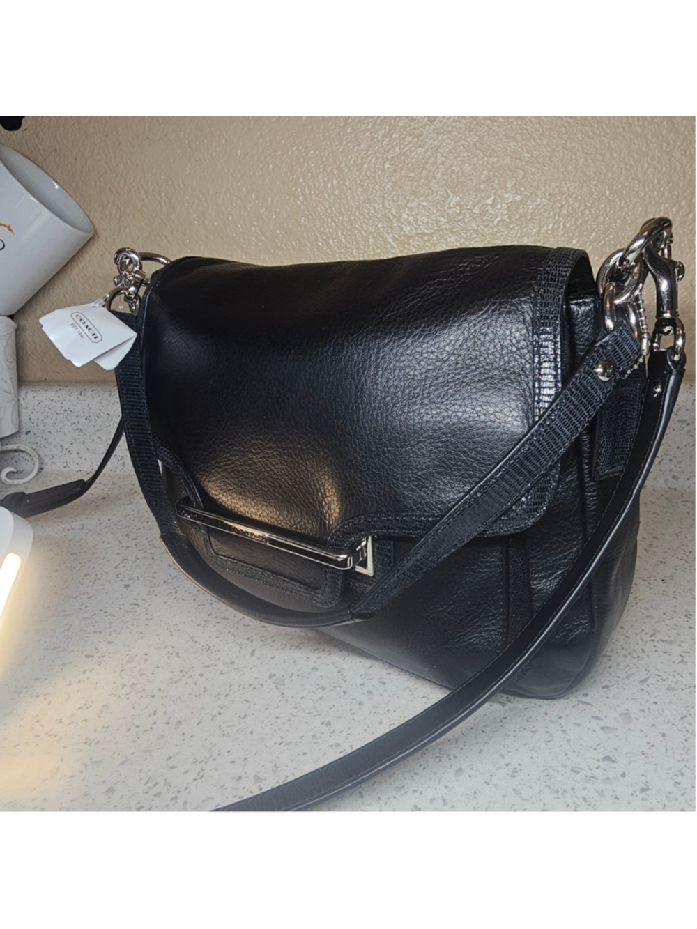 Coach Taylor Black Leather Flap Shoulder Bag (F27481)